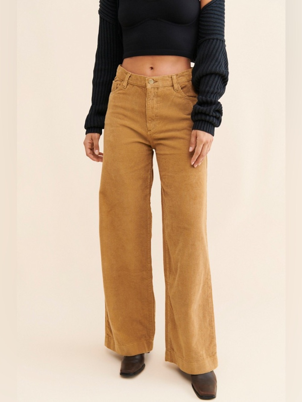 DL1961 Wide Leg Corduroy Jeans in Camel
